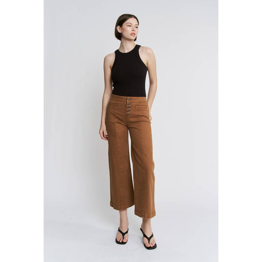 Eliosa's Caramel High Rise Wide Crop Pants