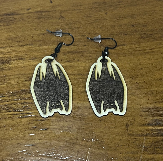 Bat Wood Earrings