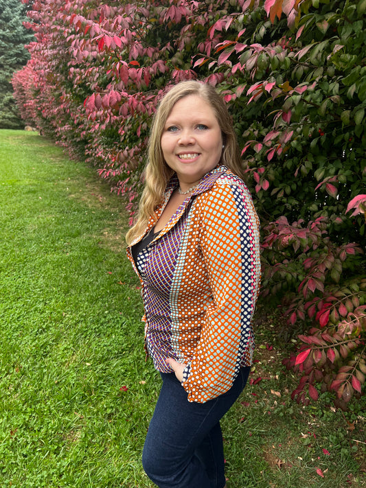 Multi-Color Dotty Vertical Strip Shirt