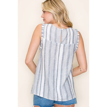 Arden's Navy Mini Ruffle Top