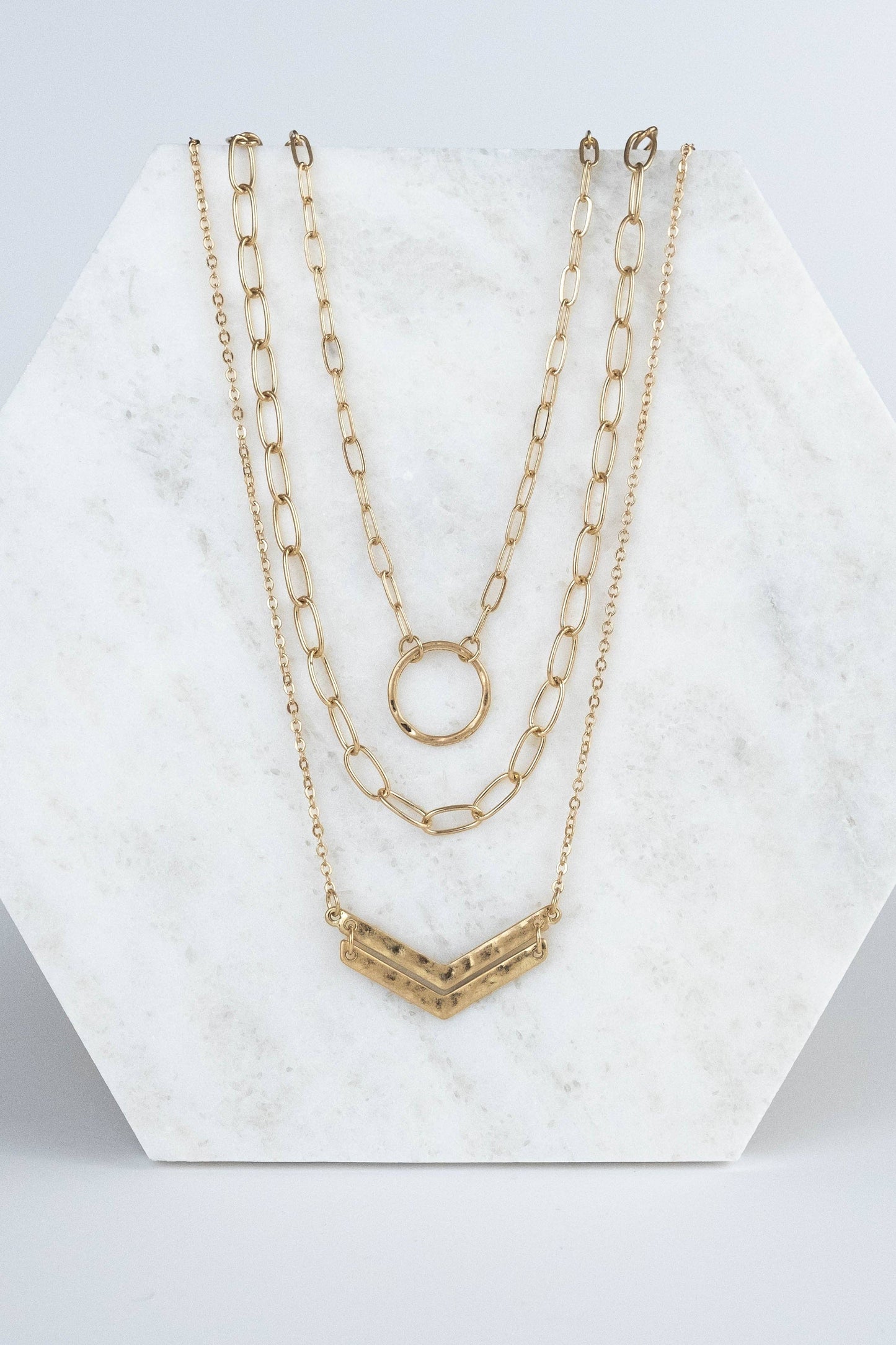 Stevie Necklace in Worn Gold