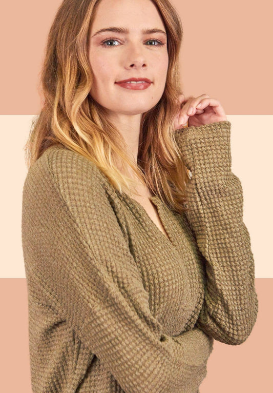 Olive Waffle Top