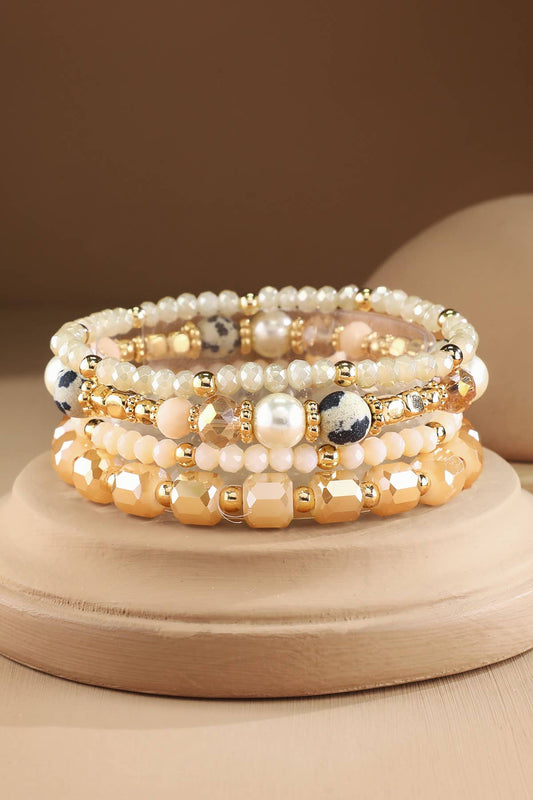 4 Layered Bead and Stone Bracelets