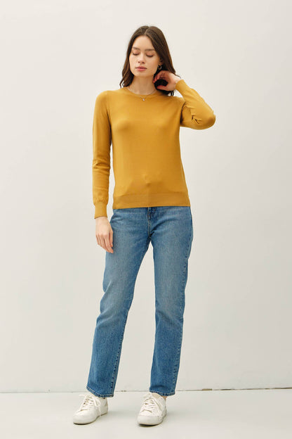 Mia's Dijon Viscose Crew Neck Sweater