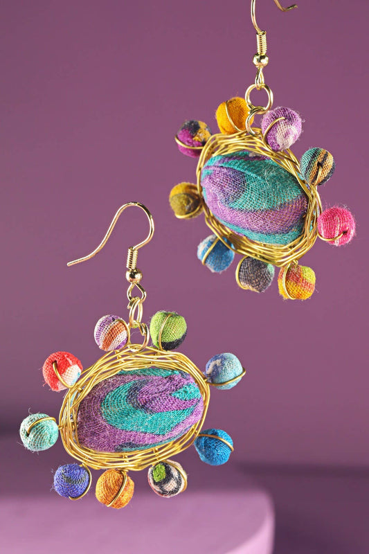 Handmade Oval Cluster Bead Earrings