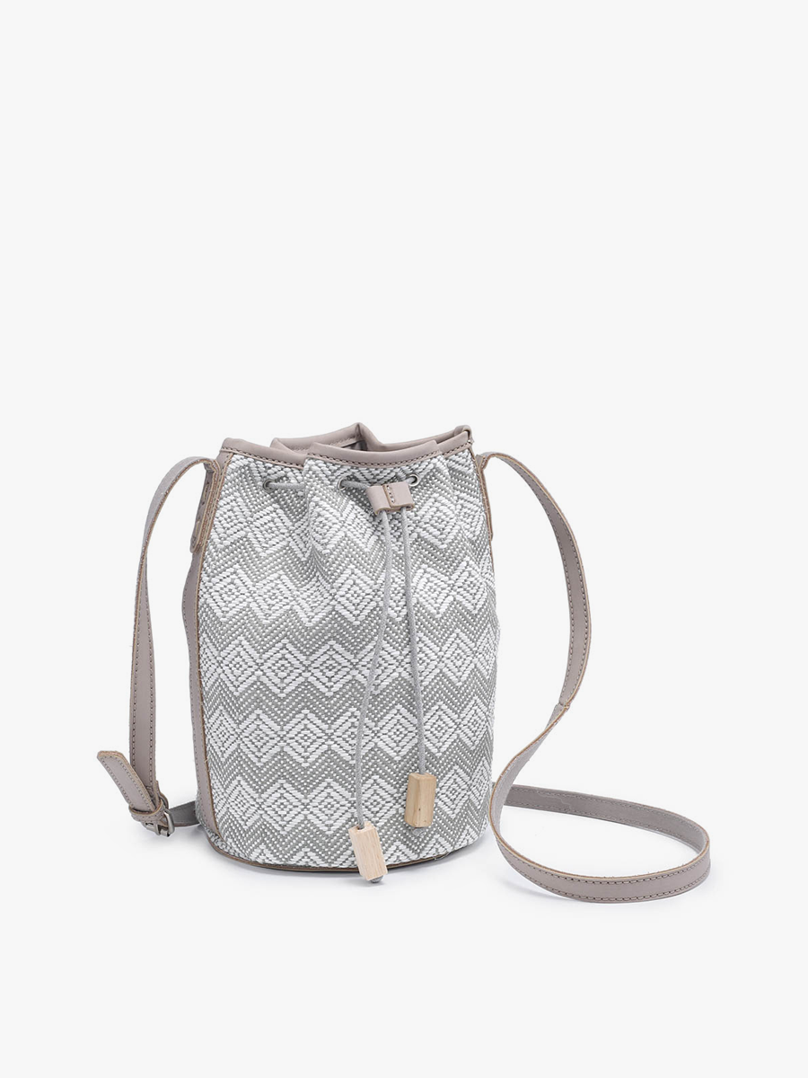 Augusta Woven Bucket Bag w/ Vegan Leather Trim