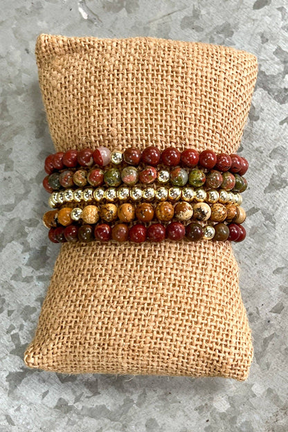 Giada Bracelet Set Unakite/Gold