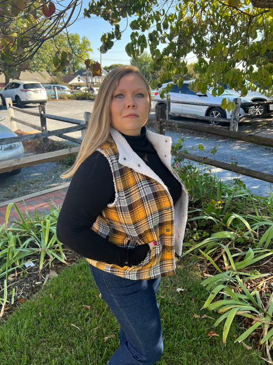 Golden Yellow Buffalo Plaid Vest