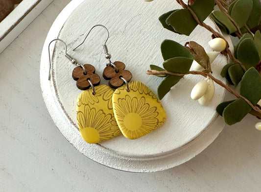 Sunflower Print Earrings