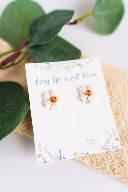 Delicate Daisy Stud Earrings | Clay Flower Stud Earrings