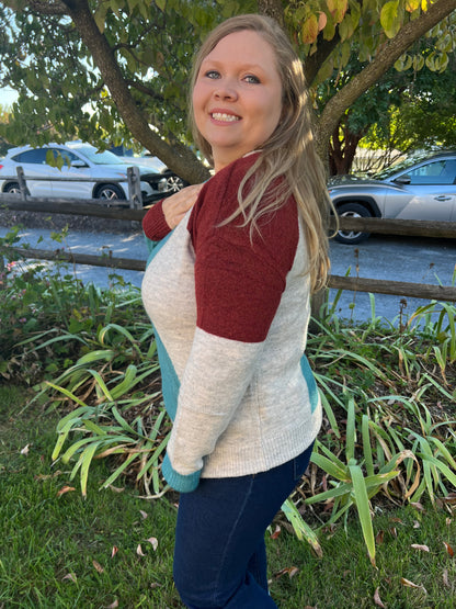 Bright Teal Curve Sweater