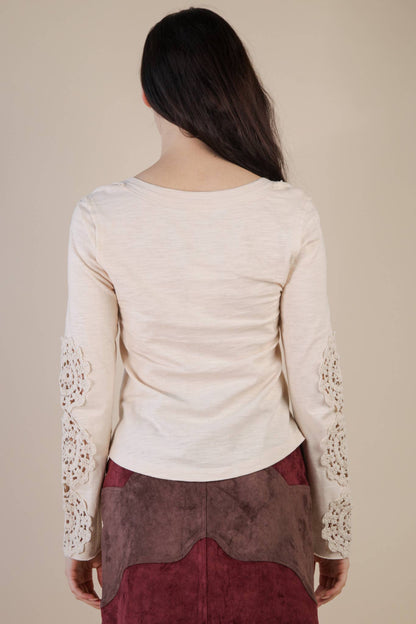 Claire's Cream Lace Trim Solid Knit