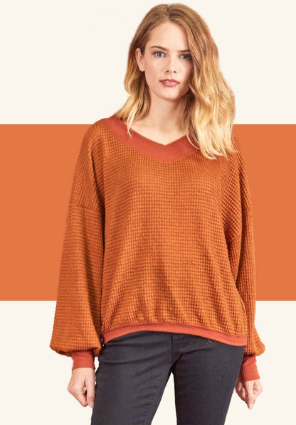 Rae's Rust Waffle Top