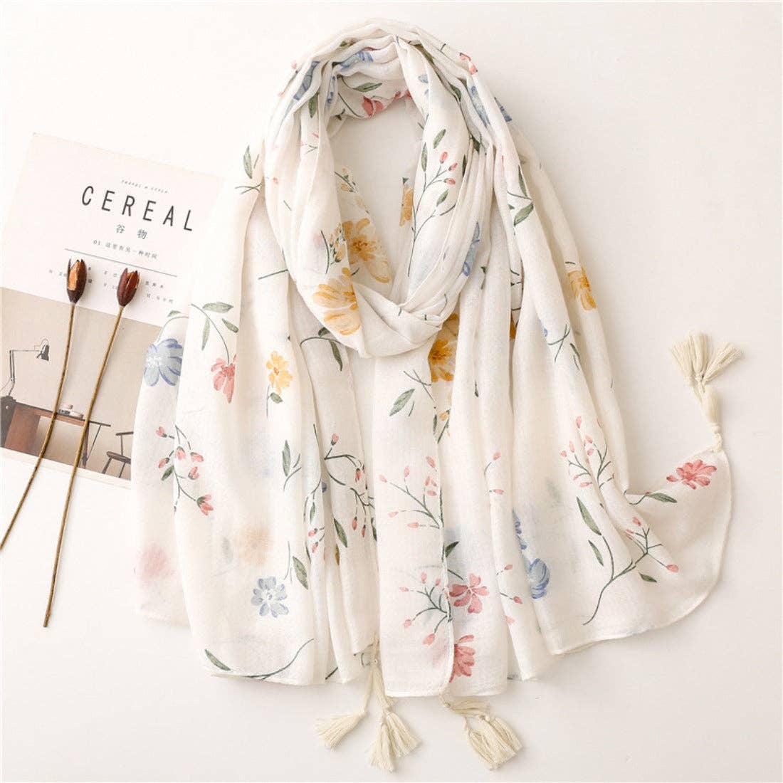 Scarvii - Elegant Floral Print Scarf