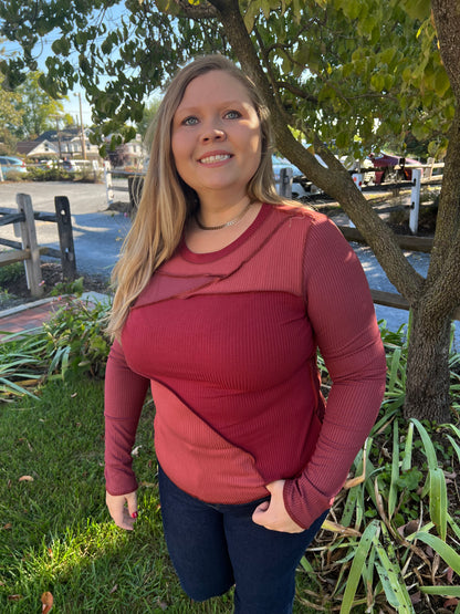 Burgundy Geometric Top
