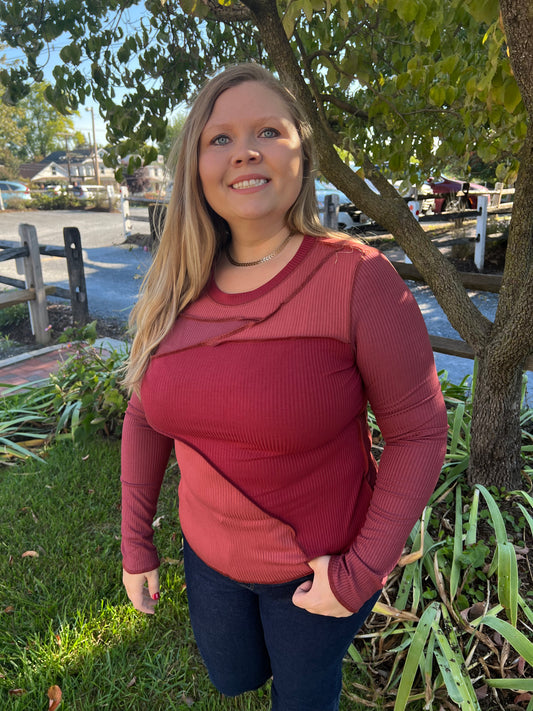 Burgundy Geometric Top