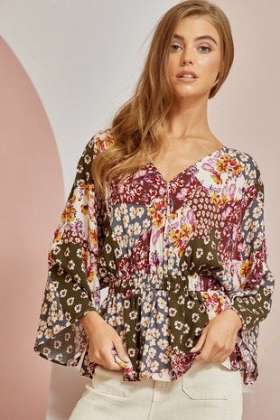 Aries Floral Patchwork Top