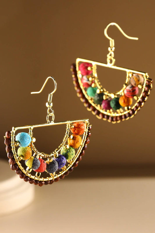 Handmade Fan Shaped Brass Wire Earrings
