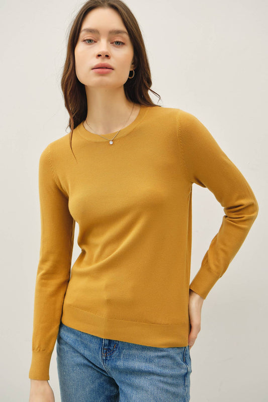 Mia's Dijon Viscose Crew Neck Sweater