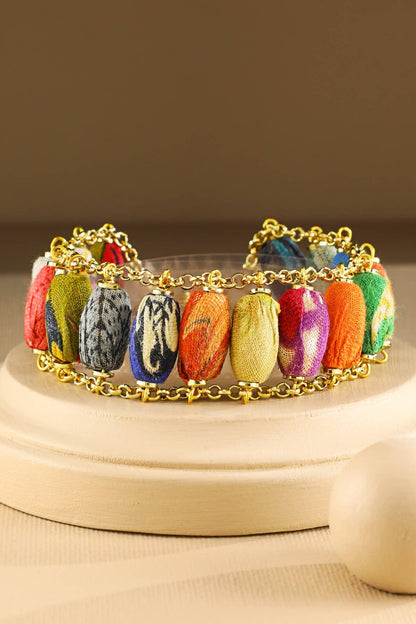 Handmade Fabric Beaded Bracelet