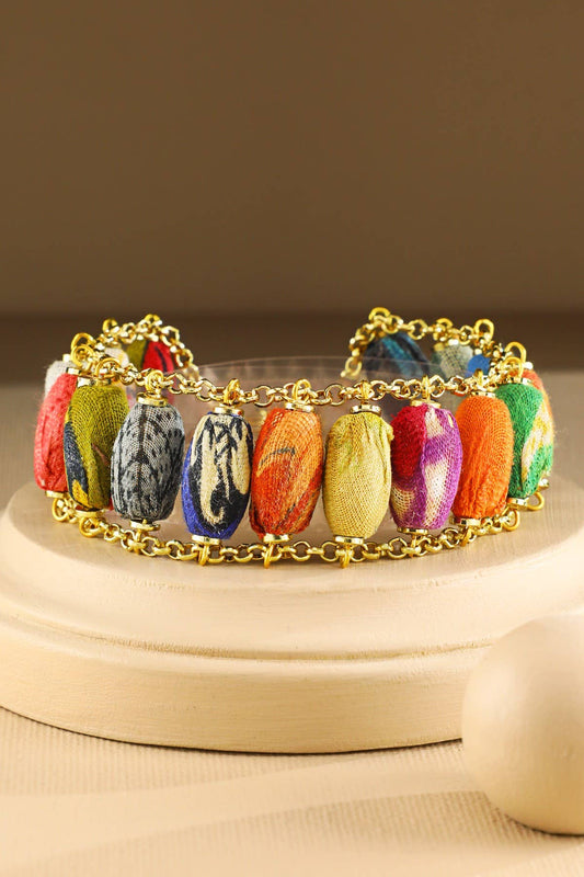 Handmade Fabric Beaded Bracelet