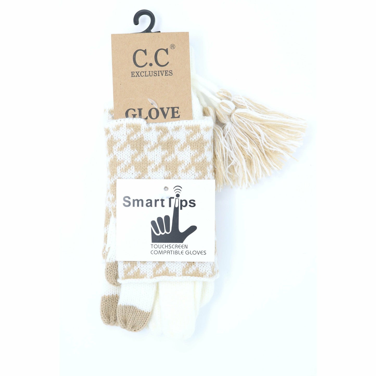 Houndstooth Cuffed Gloves