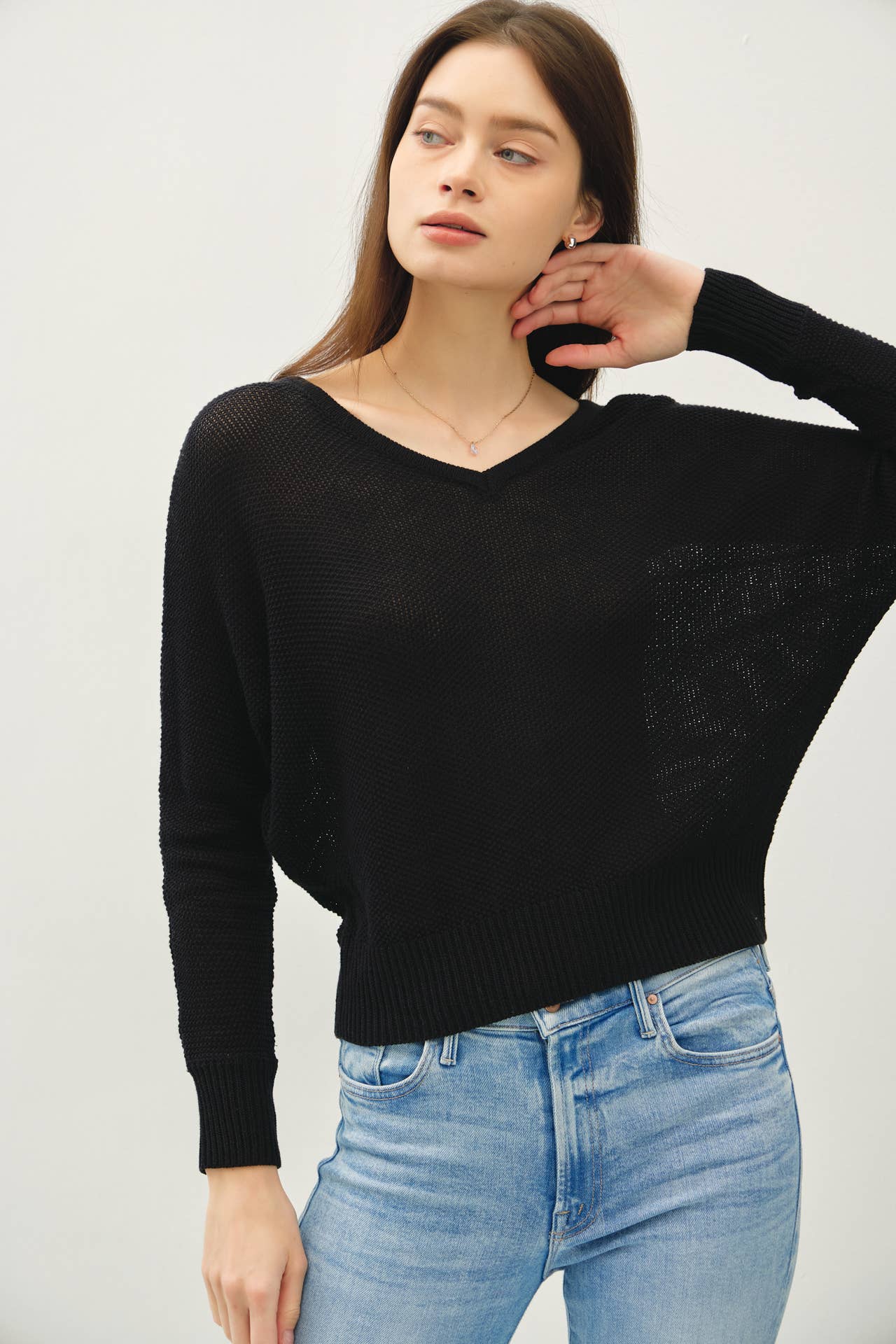 Lila's Black Back Button Down Sweater