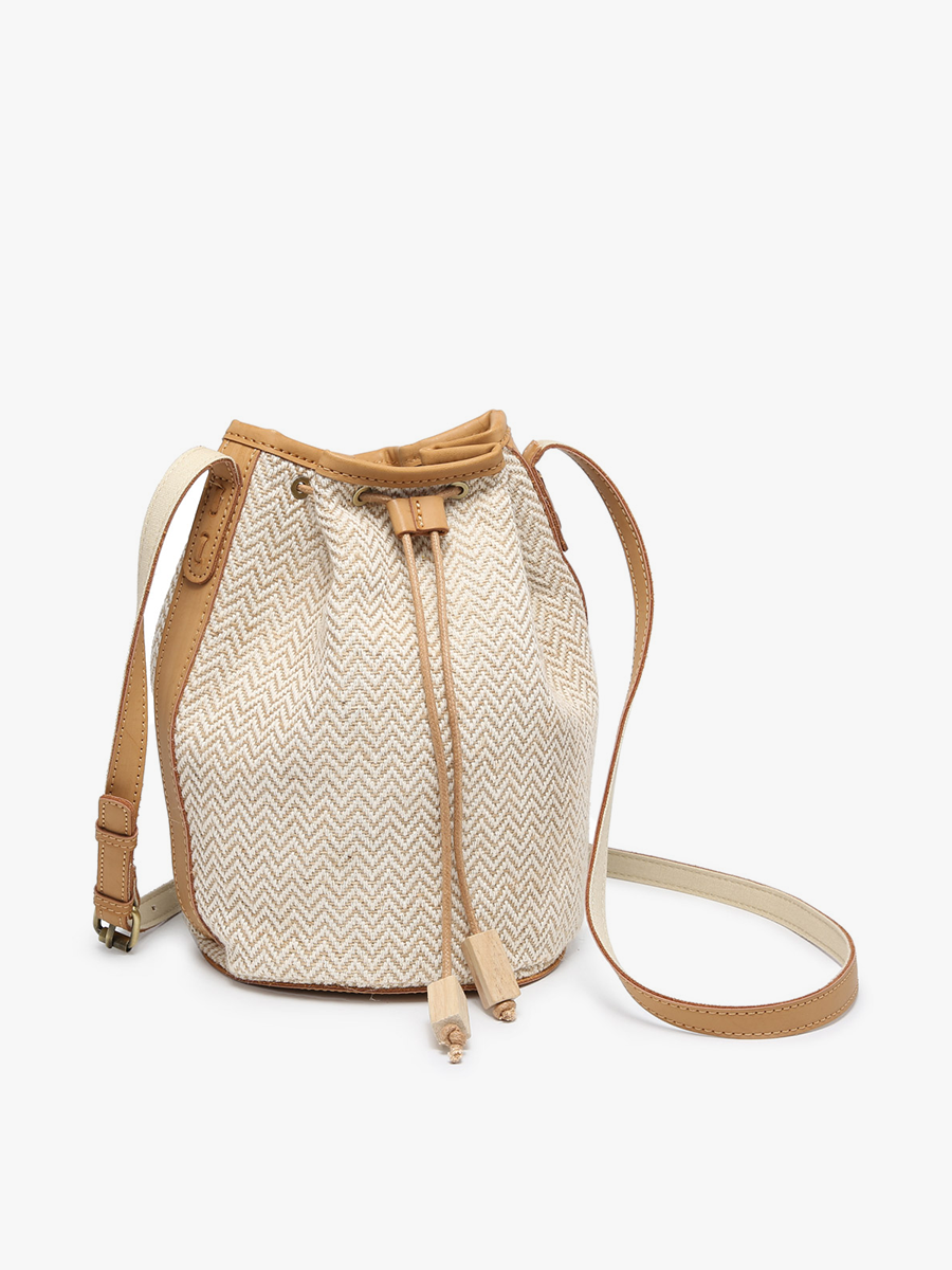 Augusta Woven Bucket Bag w/ Vegan Leather Trim