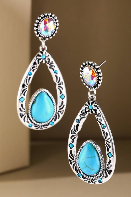 Western Turquoise Stone Teardrop Earring
