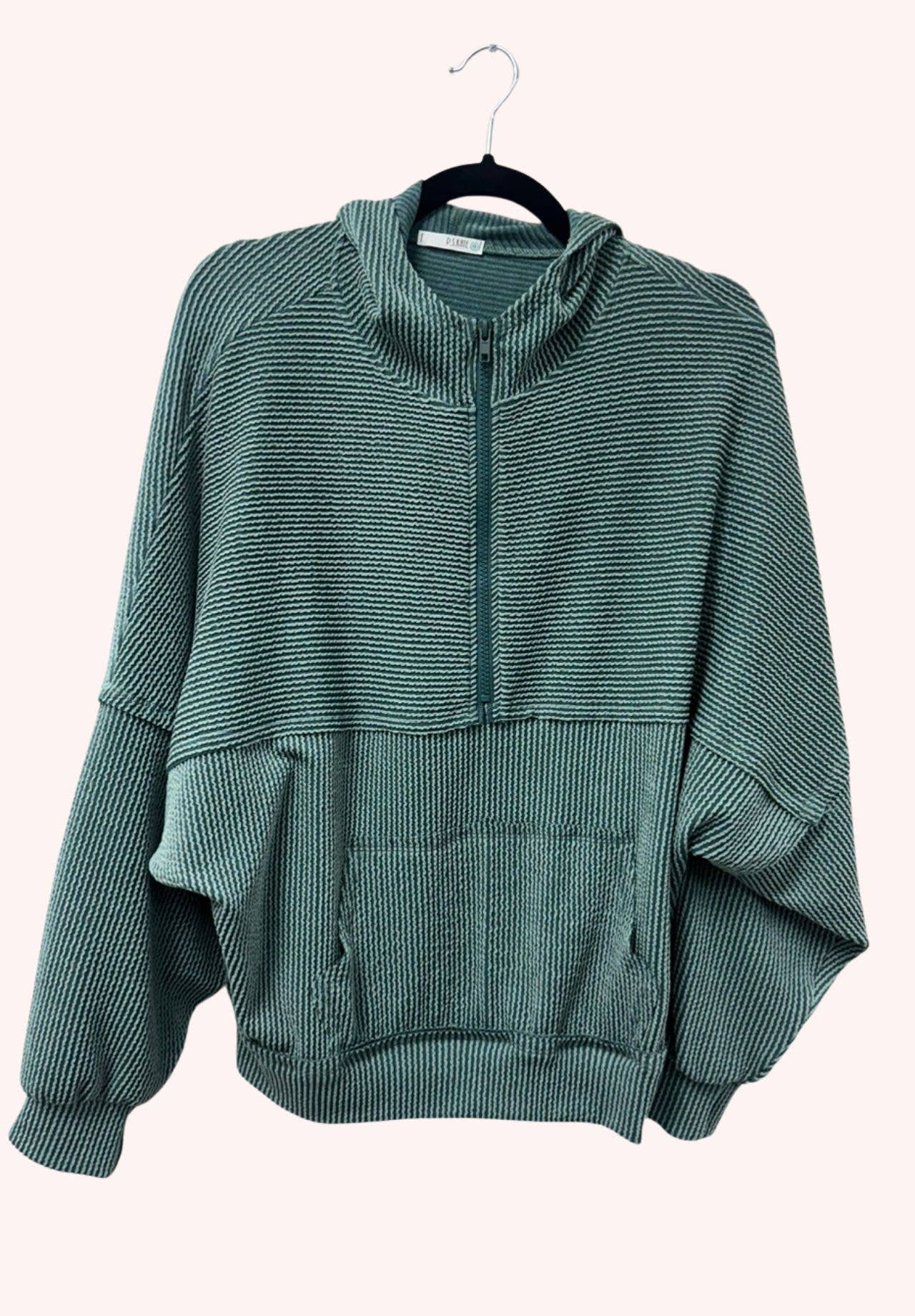 Hanna's Teal Stretchy Rib Hoodie