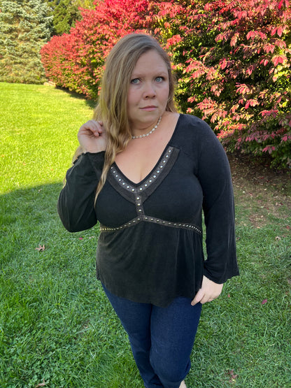 Black Washed Vintage Top he