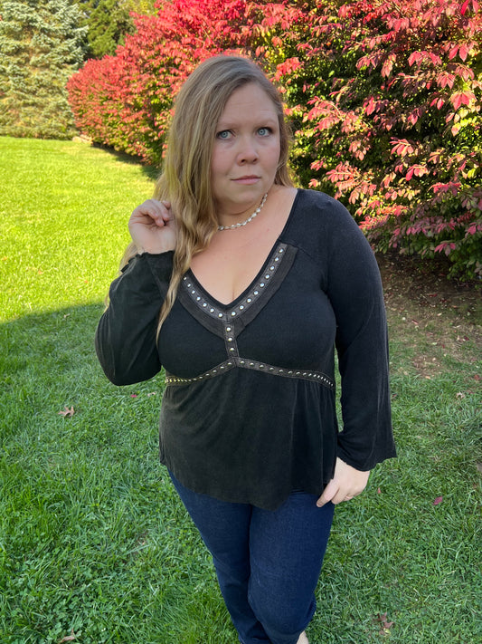 Black Washed Vintage Top he