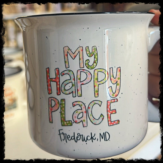 My Happy Place Frederick, MD Camper Mug