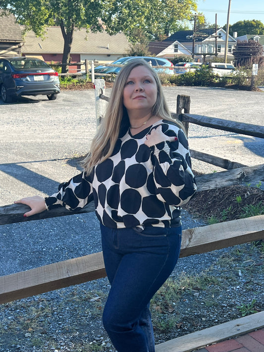 Black Retro Long Sleeve Top