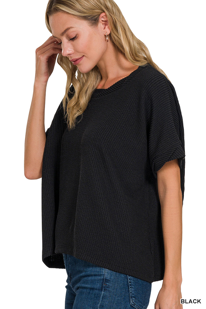 Raya's Ribbed Twisted Sleeve Top