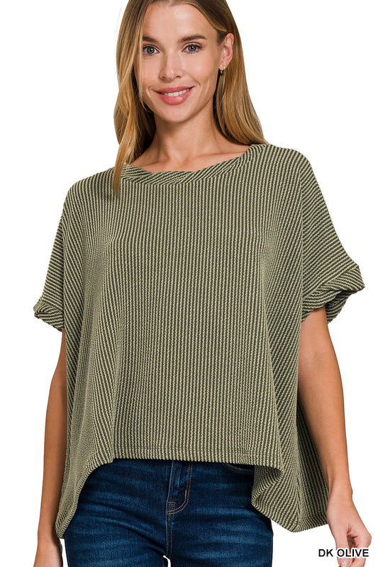 Raya's Ribbed Twisted Sleeve Top