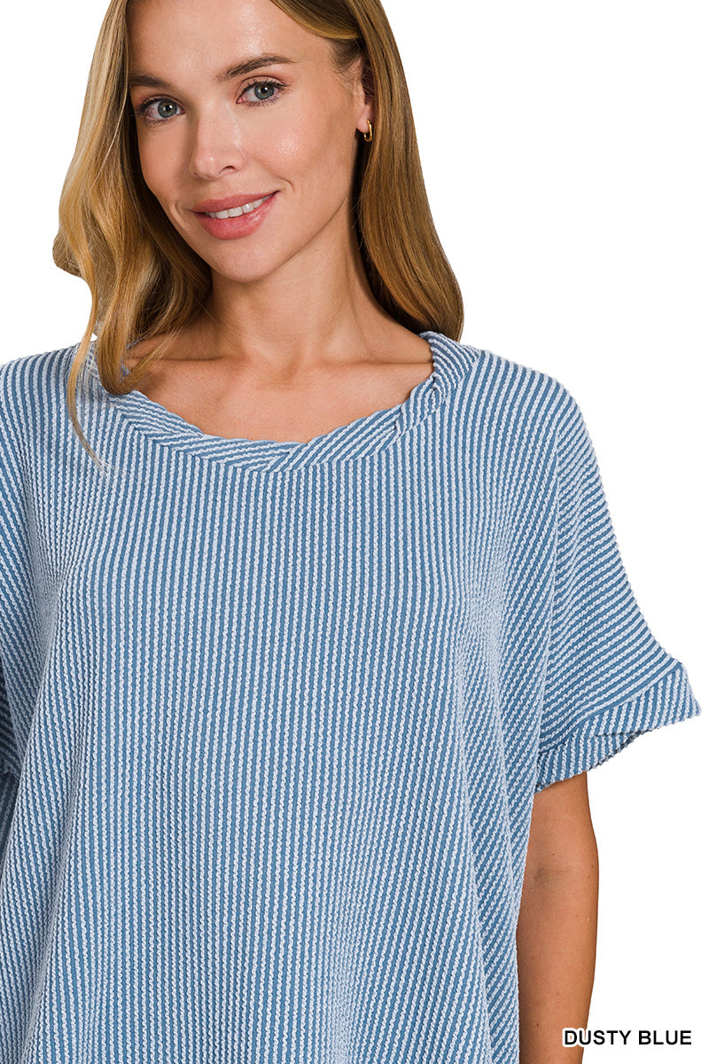 Raya's Ribbed Twisted Sleeve Top