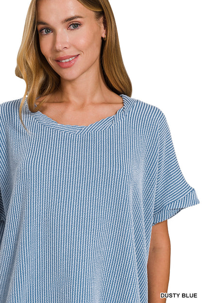 Raya's Ribbed Twisted Sleeve Top