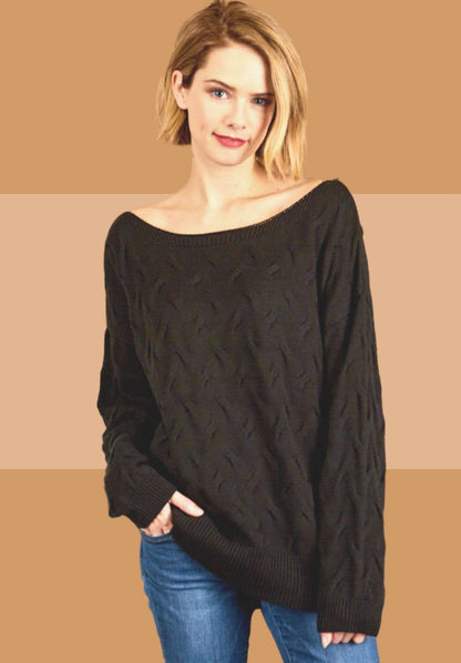 Jolene's Black Textured Lightweight Top