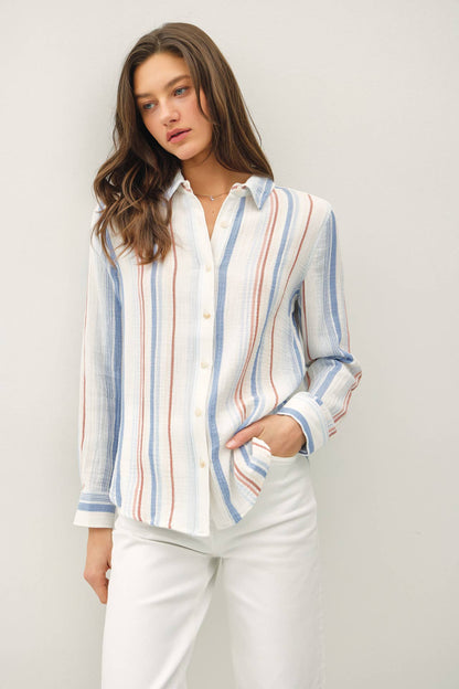 Waverly Striped Gauzy Top