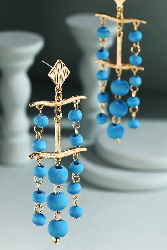 Blue Chandelier Dangle Earrings