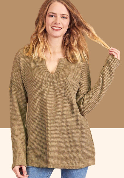 Olive Waffle Top