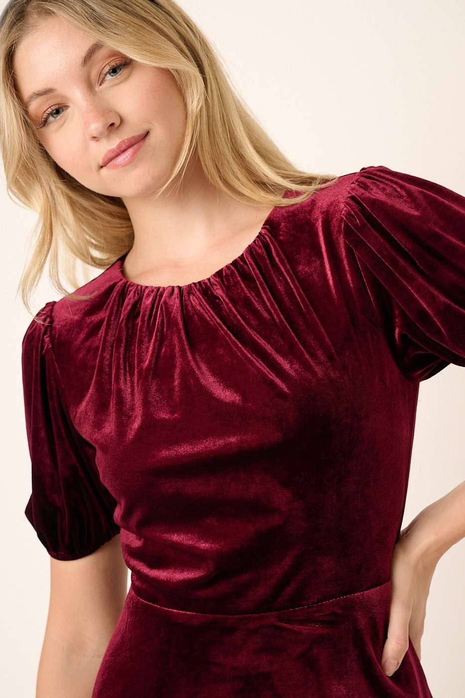 Holly's Wine Velvet Dress