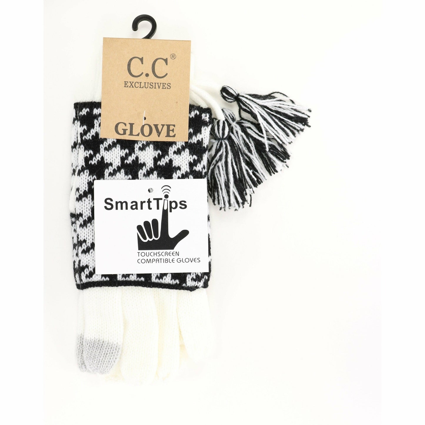 Houndstooth Cuffed Gloves