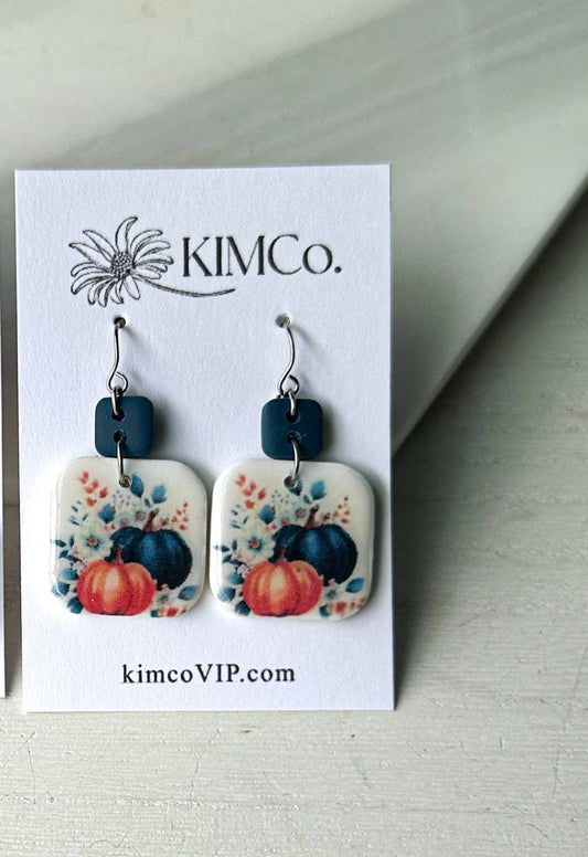 Navy & Orange Pumpkin Earrings