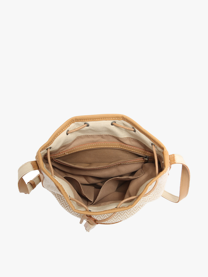 Augusta Woven Bucket Bag w/ Vegan Leather Trim