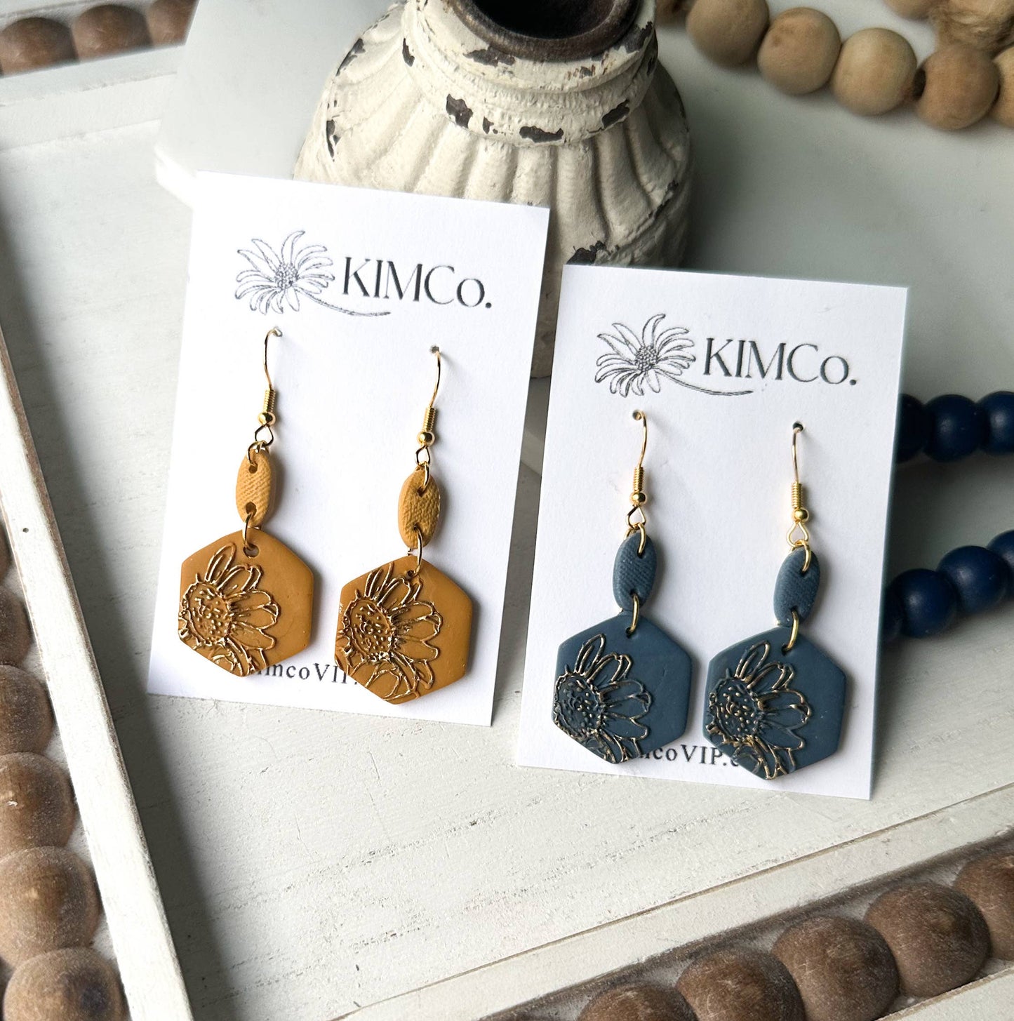 Embossed Sunflower Earrings