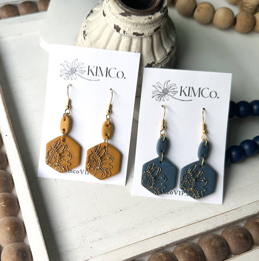 Embossed Sunflower Earrings