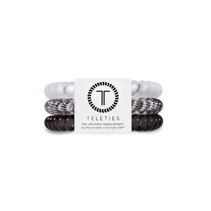 Silver Flames - Small Spiral Hair Coils, Hair Ties, 3-pack