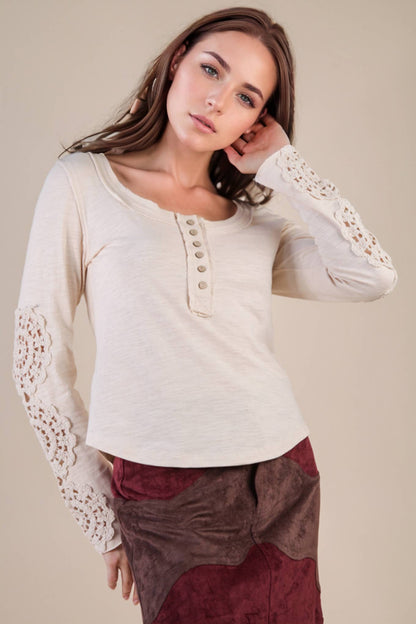 Claire's Cream Lace Trim Solid Knit